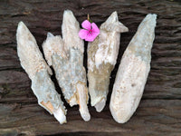 Natural Drusy Quartz Coated Spearhead Calcite Specimens x 4 From Albert's Mountain, Lesotho