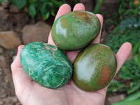 Polished Large Verdite Palm Stones x 6 From Zimbabwe