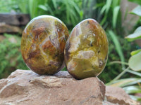 Polished Large Green Opal Palm Stones x 12 From Betroka, Madagascar