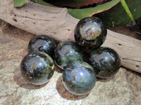 Polished Small Labradorite Spheres x 6 From Tulear, Madagascar