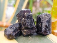 Natural Black Tourmaline Specimens x 35 From Zimbabwe