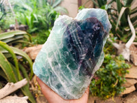 Polished On One Side Watermelon Fluorite Slice x 1 From Uis, Namibia