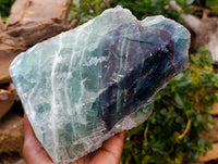 Polished On One Side Watermelon Fluorite Slice x 1 From Uis, Namibia