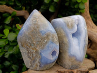 Polished Blue Lace Agate Standing Free Forms x 2 From Nsanje, Malawi