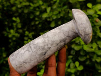 Polished Lightning Strike Howlite Mushrooms x 3 From Kadoma Zimbabwe