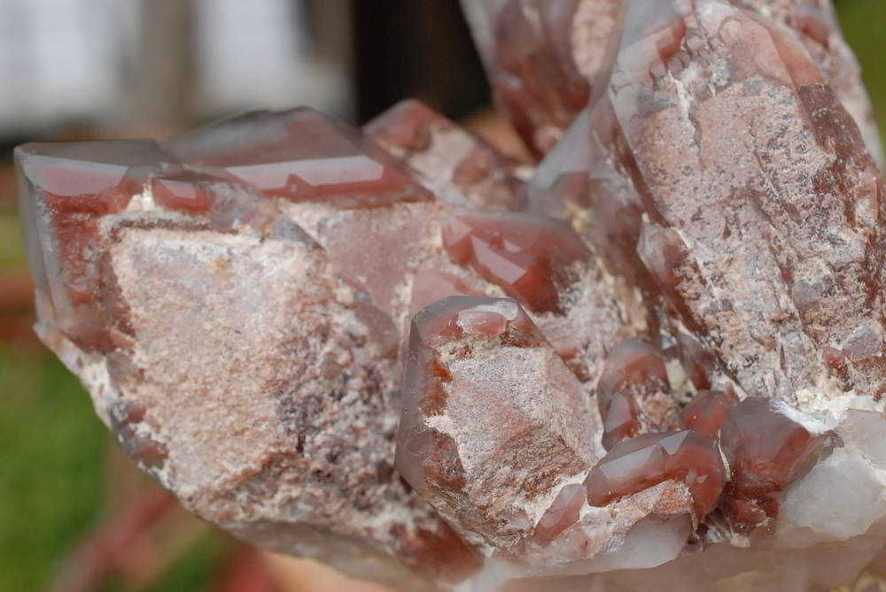 Natural Red Phantom Quartz Cluster & Crystal x 2 From Karoi, Zimbabwe - TopRock