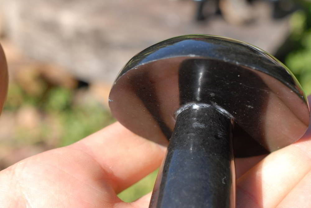 Polished Black Basalt Mushroom Sculptures x 1 From Madagascar - TopRock
