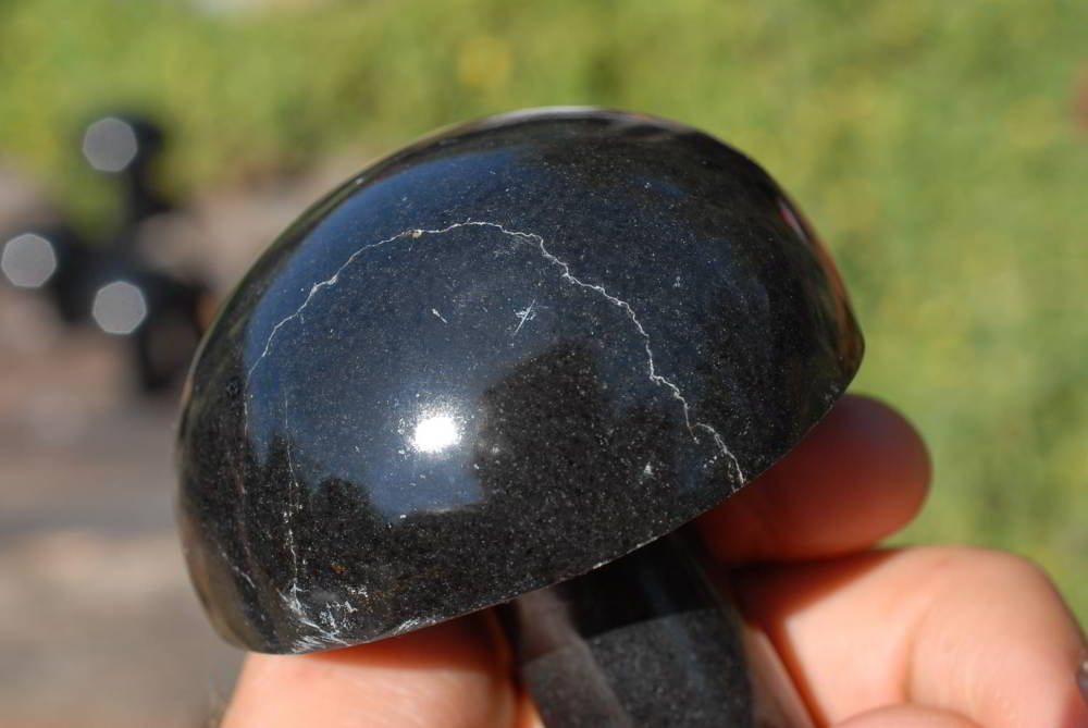 Polished Black Basalt Mushroom Sculptures x 1 From Madagascar - TopRock