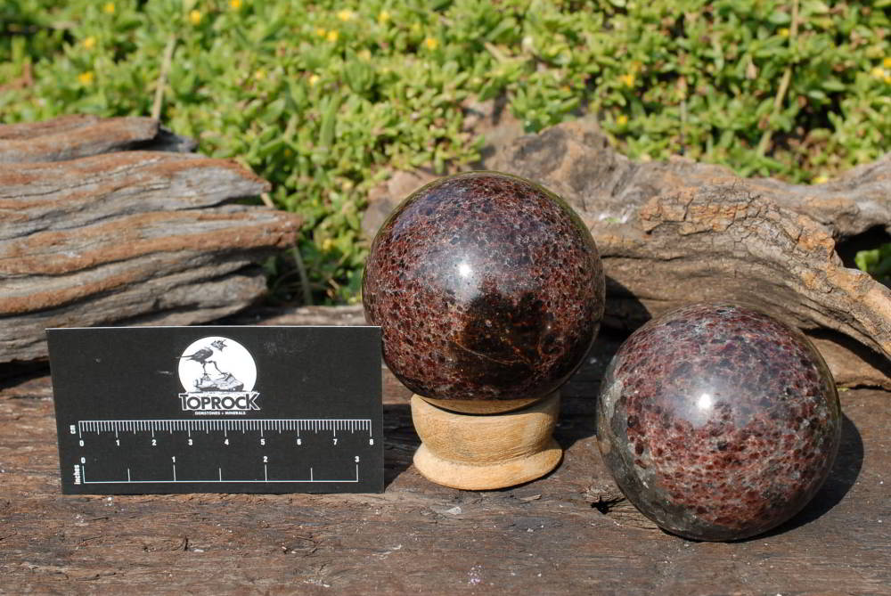 Polished Garnet Spheres x 2 From Madagascar - TopRock