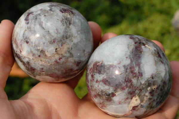 Polished Rubellite Pink Tourmaline Spheres & x 1 Egg x 6 From Ambatondrazaka, Madagascar - TopRock