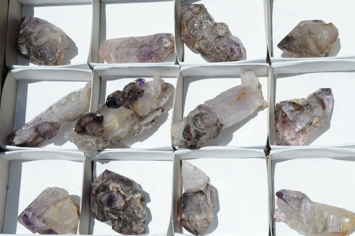 Natural Skeletal Sceptre Amethyst Crystals x 12 From Chiredzi, Zimbabwe - TopRock