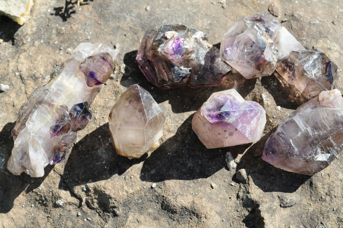 Natural Skeletal Sceptre Amethyst Crystals x 12 From Chiredzi, Zimbabwe - TopRock