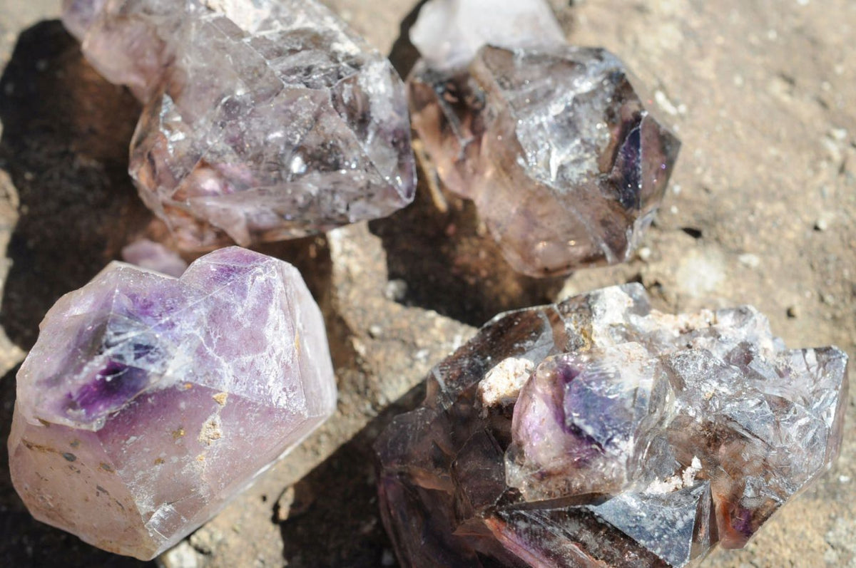 Natural Skeletal Sceptre Amethyst Crystals x 12 From Chiredzi, Zimbabwe - TopRock