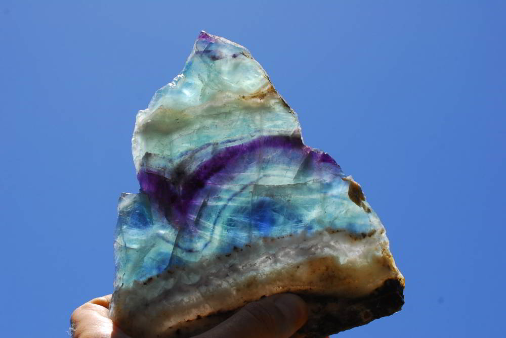 Polished Watermelon Fluorite Slices x 2 From Vis, Namibia - TopRock