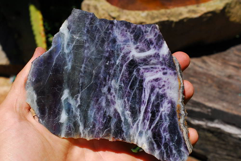 Polished Watermelon Fluorite Slices x 2 From Vis, Namibia - TopRock