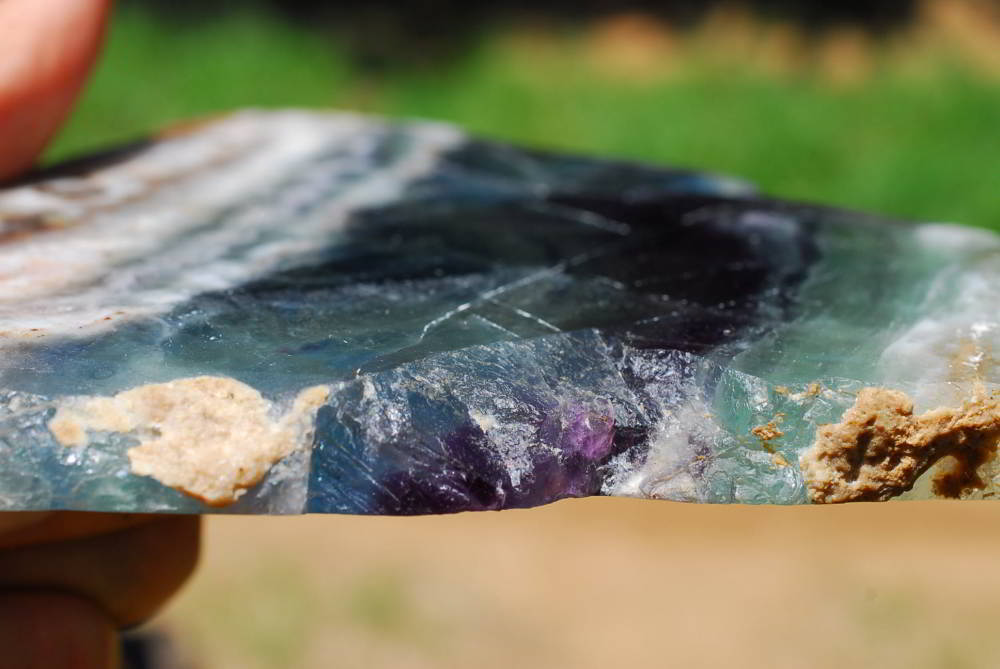 Polished Watermelon Fluorite Slices x 2 From Vis, Namibia - TopRock
