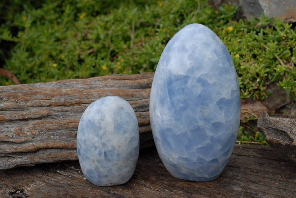 Polished Blue Calcite Standing Free Forms x 2 From Madagascar - TopRock