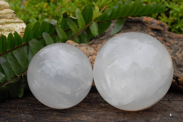 Polished Chatoyant Girasol Pearl Quartz Crystal Spheres x 2 From Madagascar - TopRock
