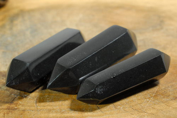 Polished Double Terminated Black Basalt Crystals x 6 From Madagascar - TopRock