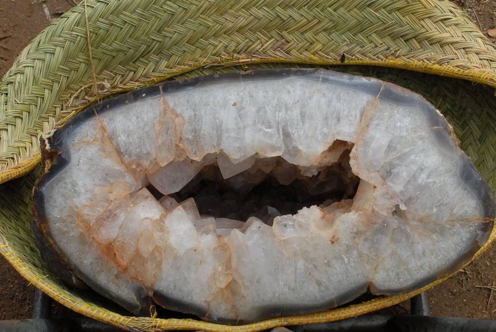 Natural Monster Crystal Centred Agate Geode With Polished Face x 1 From Maintirano, Madagascar - TopRock
