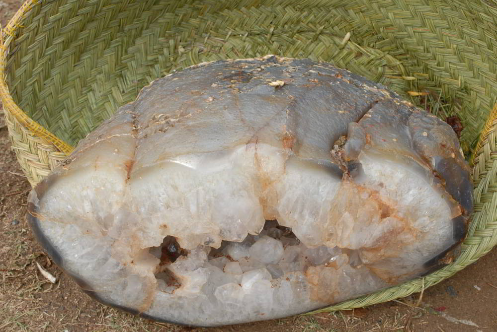 Natural Monster Crystal Centred Agate Geode With Polished Face x 1 From Maintirano, Madagascar - TopRock