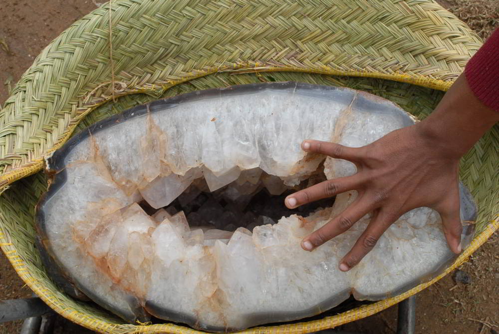 Natural Monster Crystal Centred Agate Geode With Polished Face x 1 From Maintirano, Madagascar - TopRock
