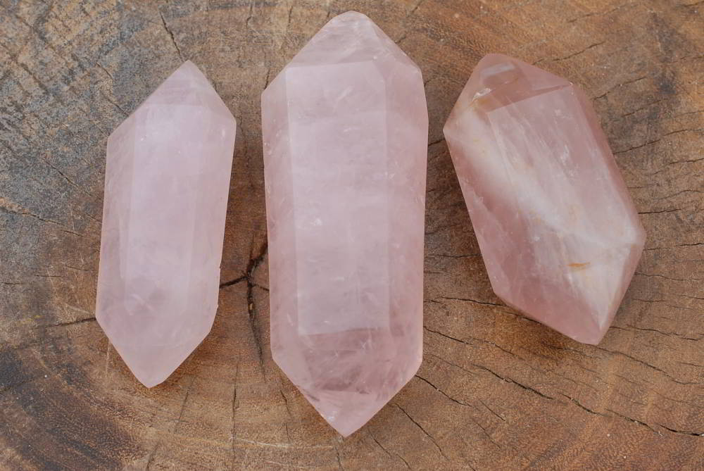 Polished Double Terminated Rose Quartz Crystals x 6 From Madagascar - TopRock