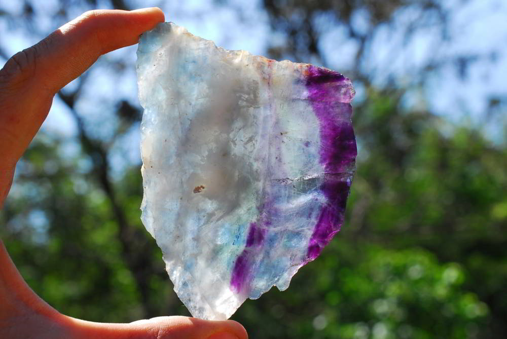 Polished Watermelon Fluorite Slices x 4 From Vis, Namibia - TopRock