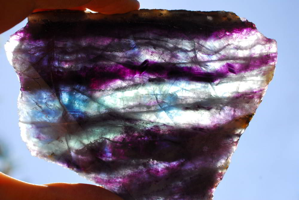 Polished Watermelon Fluorite Slices x 4 From Vis, Namibia - TopRock