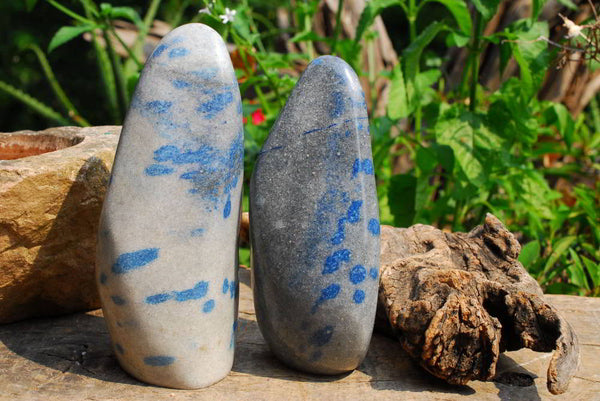 Polished Blue Spotted Dalmatian Stone Spinel Standing Free Forms x 2 From Madagascar - TopRock