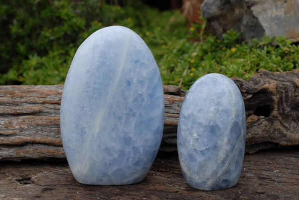 Polished Blue Calcite Standing Free Forms x 2 From Ihadlalana, Madagascar - TopRock