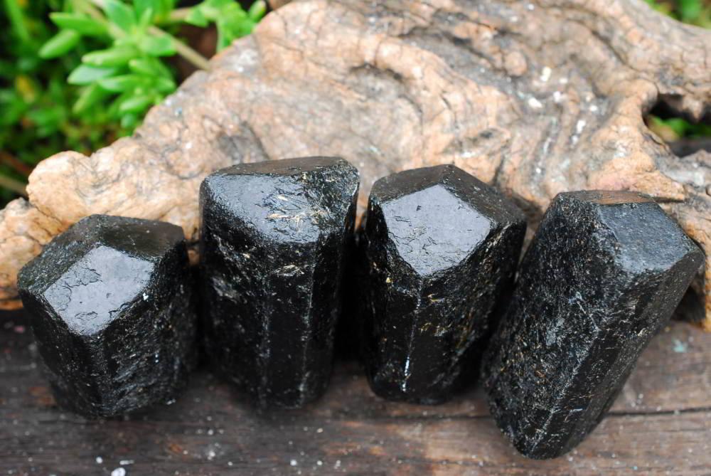 Natural Alluvial Black Tourmaline Crystals x 12 From Zimbabwe - TopRock