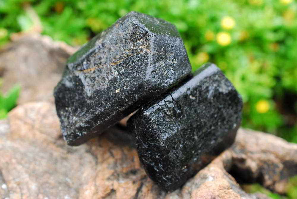 Natural Alluvial Black Tourmaline Crystals x 12 From Zimbabwe - TopRock
