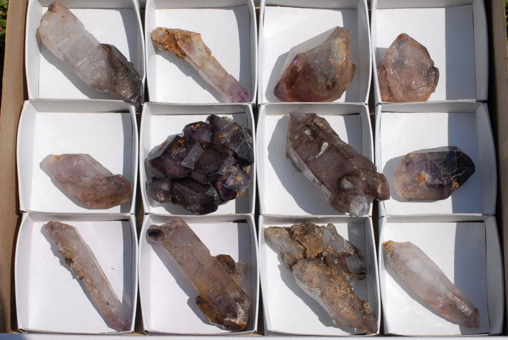 Natural Skeletal Sceptre Amethyst Crystals x 12 From Chiredzi, Zimbabwe - TopRock