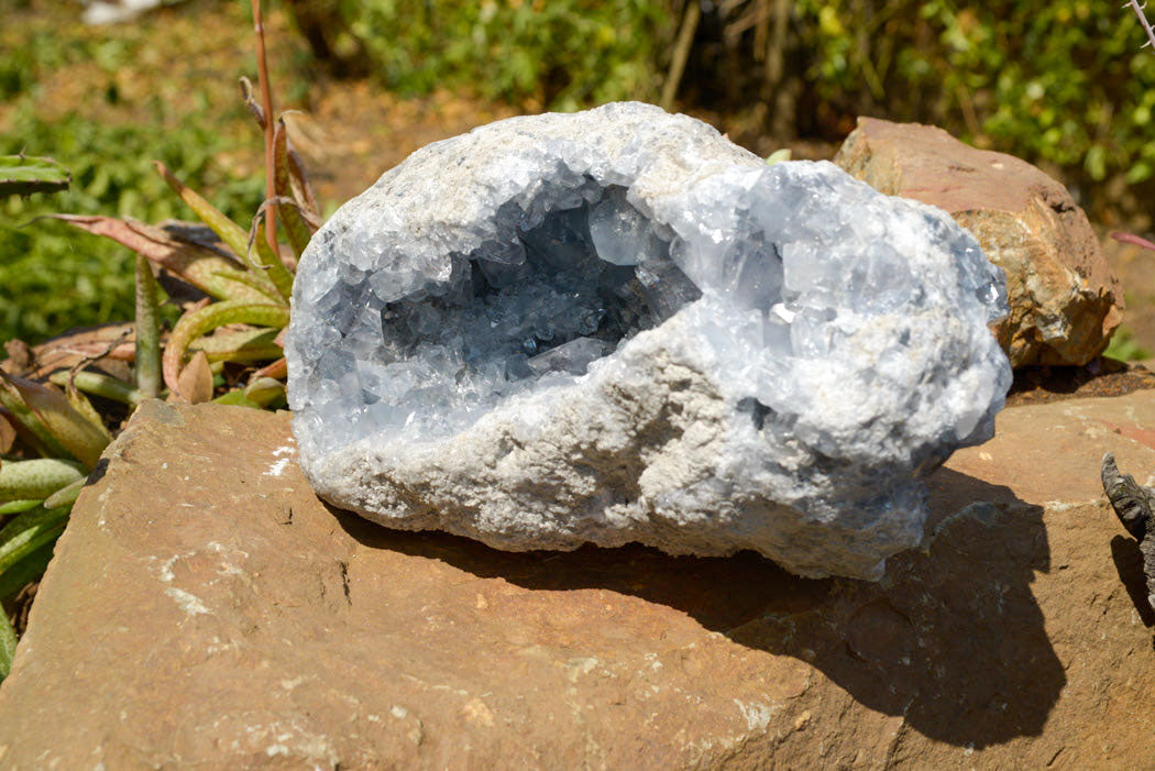 Natural Blue Celestite Geode Specimen With Large Semi Optic Crystals x 1 From Sakoany, Madagascar - TopRock