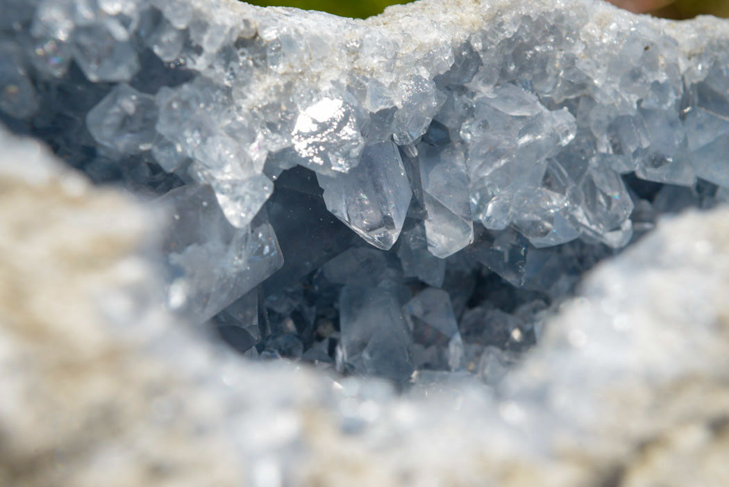 Natural Blue Celestite Geode Specimen With Large Semi Optic Crystals x 1 From Sakoany, Madagascar - TopRock