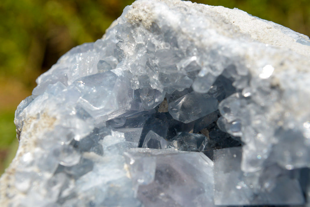 Natural Blue Celestite Geode Specimen With Large Semi Optic Crystals x 1 From Sakoany, Madagascar - TopRock