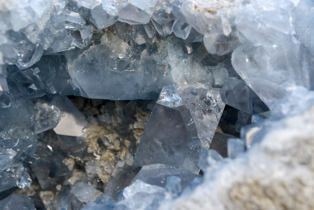 Natural Blue Celestite Geode Specimen With Large Semi Optic Crystals x 1 From Sakoany, Madagascar - TopRock