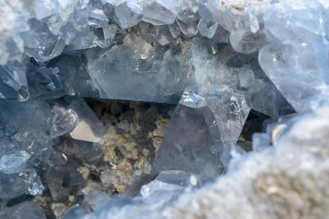 Natural Blue Celestite Geode Specimen With Large Semi Optic Crystals x 1 From Sakoany, Madagascar - TopRock