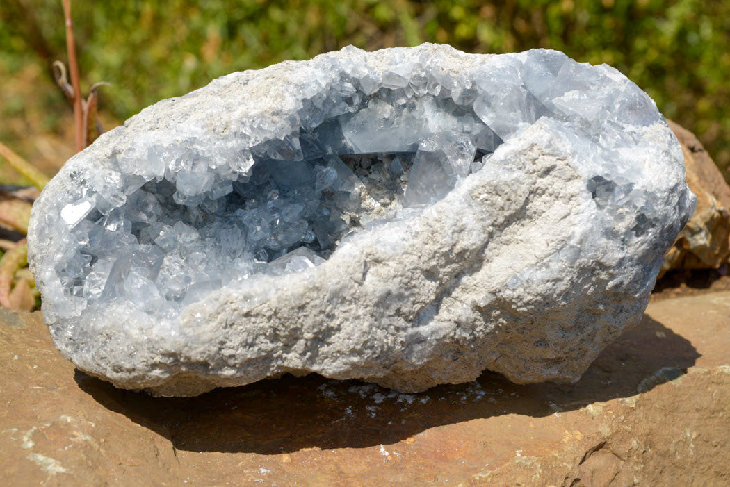 Natural Blue Celestite Geode Specimen With Large Semi Optic Crystals x 1 From Sakoany, Madagascar - TopRock