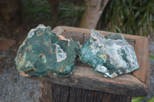 Natural Large Green Mtorolite / Emerald Chrysoprase Plates x 2 From Zimbabwe - Toprock Gemstones and Minerals 