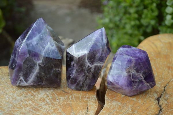 Polished Stunning Lightening Strike Dark Amethyst Crystals  x 4 From Mapatizya, Zambia - TopRock