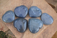 Polished  Blue Lazulite Hearts  x 6 From Madagascar - Toprock Gemstones and Minerals