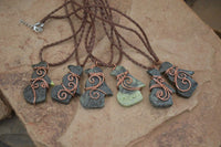 Polished Copper Wire Wrapped Leopard Stone Eagle Pendants  x 6 From Zimbabwe - Toprock Gemstones and Minerals