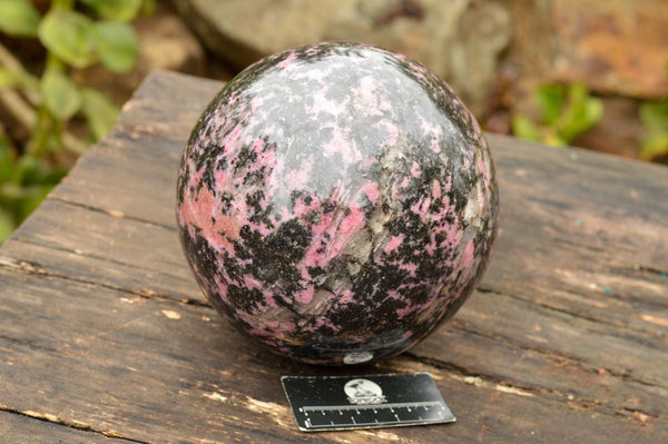 Polished Extra Large Pink & Black Rhodonite Sphere & Custom Metal Stand  x 2 From Madagascar - TopRock