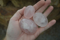 Polished Gemmy Pink Rose Quartz Palm Stones  x 20 From Madagascar - Toprock Gemstones and Minerals
