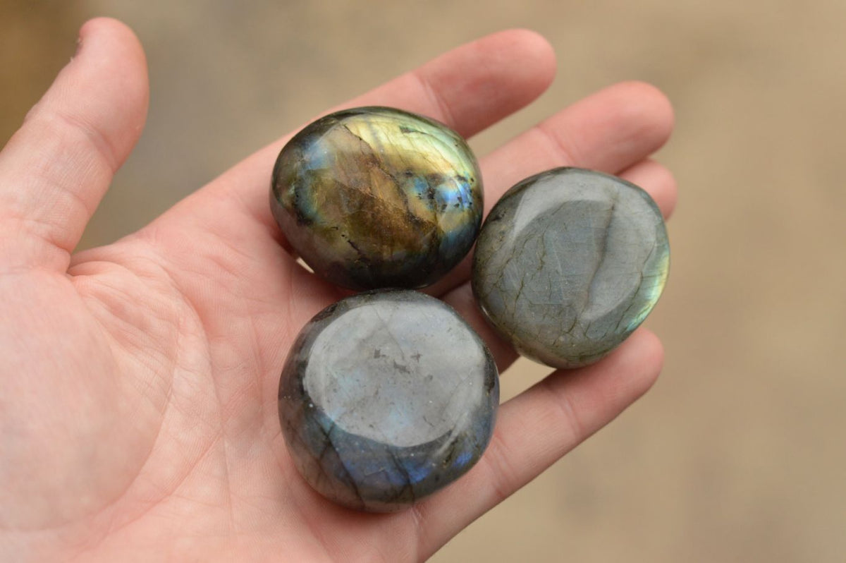 Polished Flashy Labradorite Palm Stones x 20 From Tulear, Madagascar - TopRock