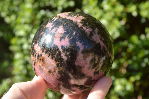 Polished Pink & Black Rhodonite Spheres x 2 From Ambindavato, Madagascar - TopRock