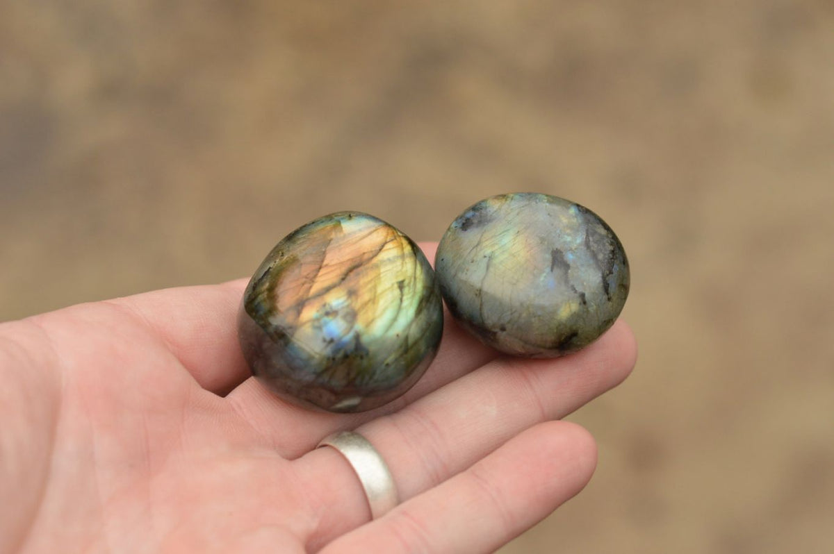 Polished Flashy Labradorite Palm Stones x 20 From Tulear, Madagascar - TopRock