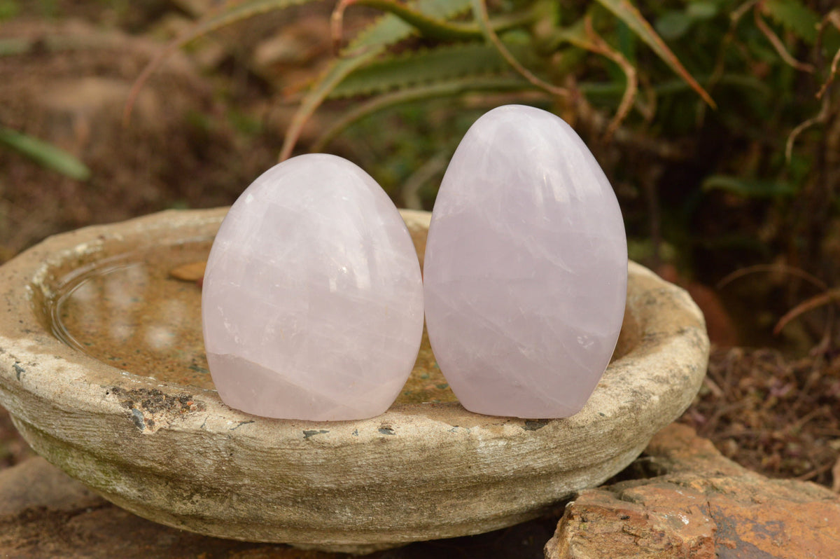 Polished Blue Rose Quartz Standing Free Forms x 4 From Ambatondrazaka, Madagascar - TopRock